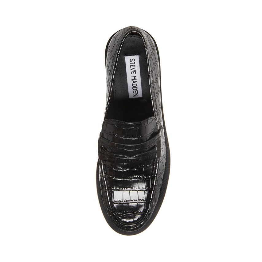 Loafers Steve Madden Goodman Crocodile Mujer Negras | ES VCS360